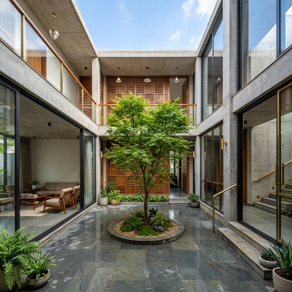 Courtyard House residential design in Anna Nagar by Zayd Architects