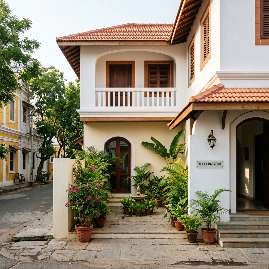 Minimal Residence colonial design in Pondicherry by Zayd Architects